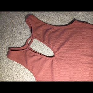 rose colored cut-out tank top